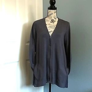 NWOT - LOGO Lounge by Lori Goldstein Zip Front Cardigan with Lace Back - Size S